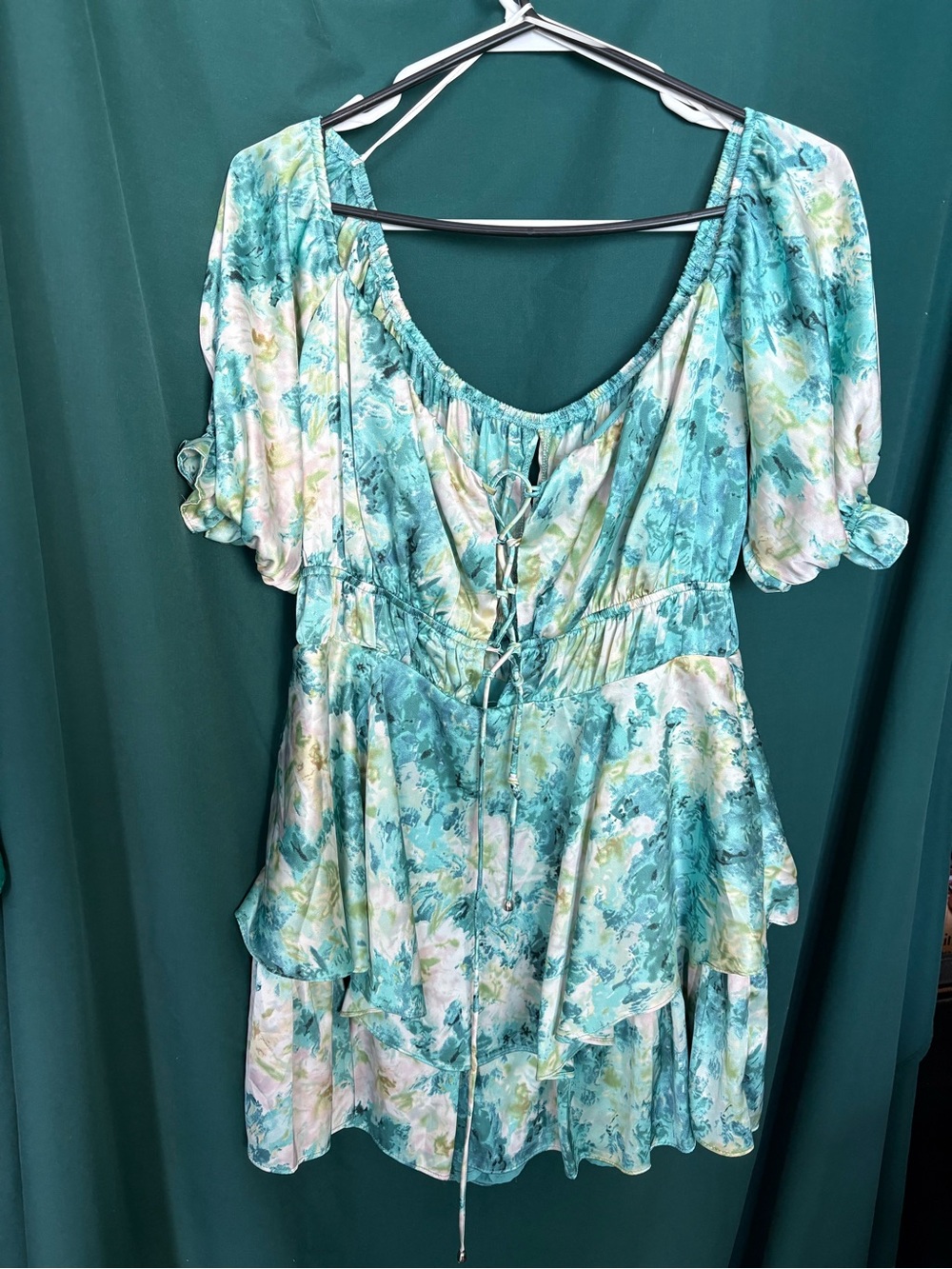 Teal Polyester Lined skort dressed